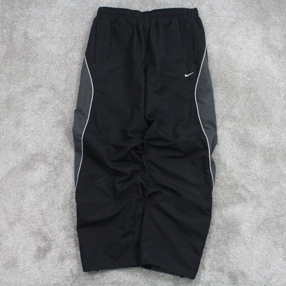 RARE Vintage 00s Nike Baggy Track Pants Black - (L)