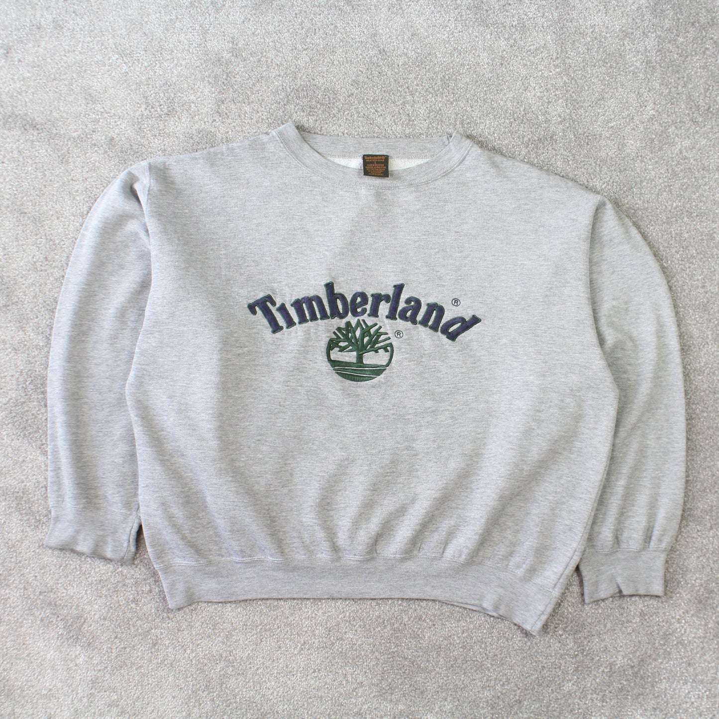 Vintage 1990s Timberland Spell Out Sweatshirt Grey - (S)