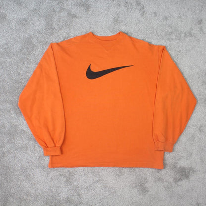 1990s Nike Swoosh Sweatshirt Orange - (S)