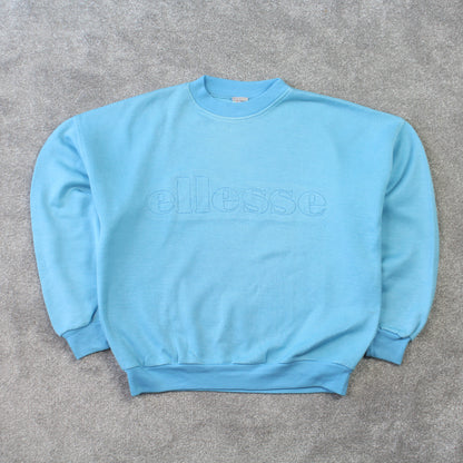 RARE 1980s Ellesse Sweatshirt Blue - (S)