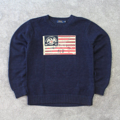 Vintage Ralph Lauren Knit Jumper Navy - (M)