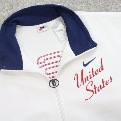 SUPER RARE Vintage 1990s Nike USA Jacket White - (L)