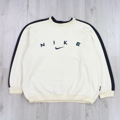 SUPER RARE Vintage 1990s Nike Spell Out Sweatshirt Cream - (XL)