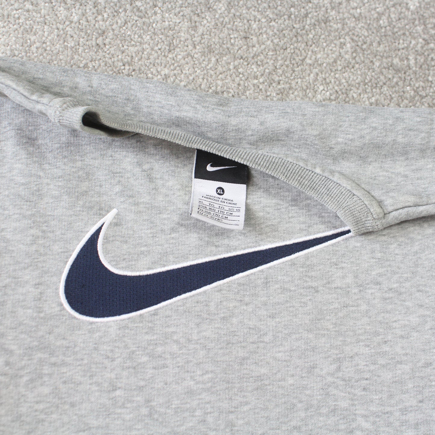 Vintage 00s Nike Swoosh Sweatshirt Grey - (S)