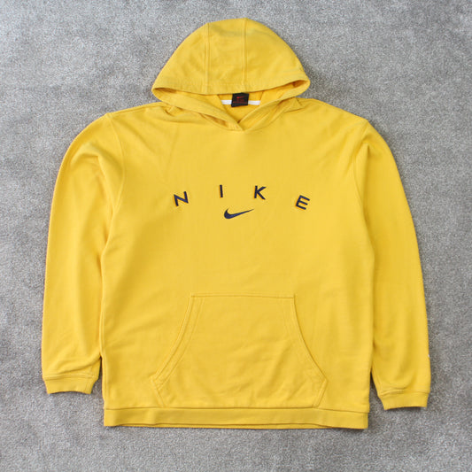 RARE Vintage 1990s Nike Spell Out Hoodie Yellow - (S)