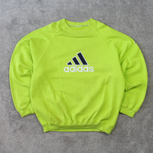 Vintage 1990s Adidas Sweatshirt Lime - (XL)