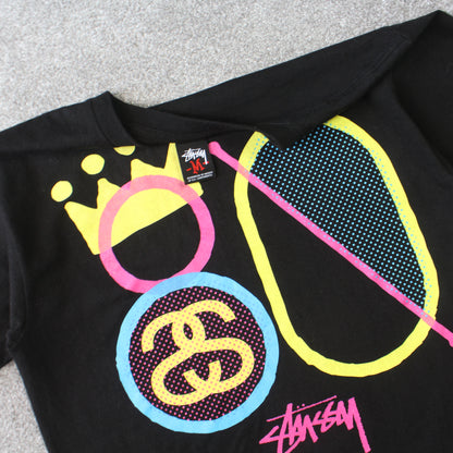 RARE Stüssy Graphic Print T-Shirt Black - (M)