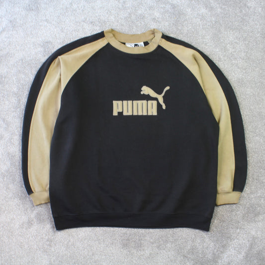 Vintage 1990s Puma Sweatshirt Black - (XL)
