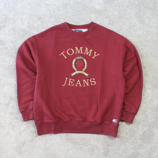 Vintage 1990s Tommy Hilfiger Sweatshirt Burgundy - (S)