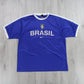 SUPER RARE Vintage 00s Nike Brazil Football Training Jersey Blue - (L)