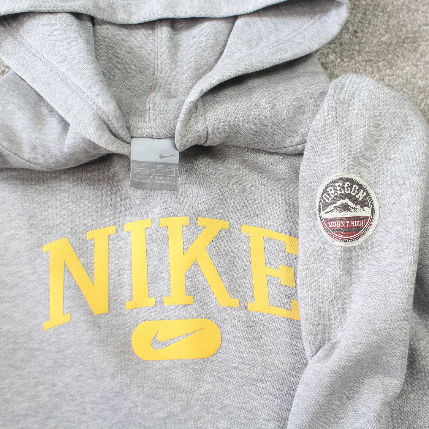 Vintage 00s Nike Spell Out Hoodie Grey - (S)