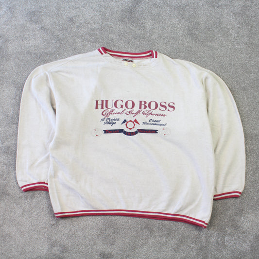 Vintage Hugo Boss Sweatshirt Beige - (S)