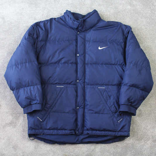 RARE Vintage 1990s Nike Puffer Jacket Navy - (XXL)