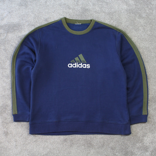 Vintage 1990s Adidas Sweatshirt Navy - (XL)
