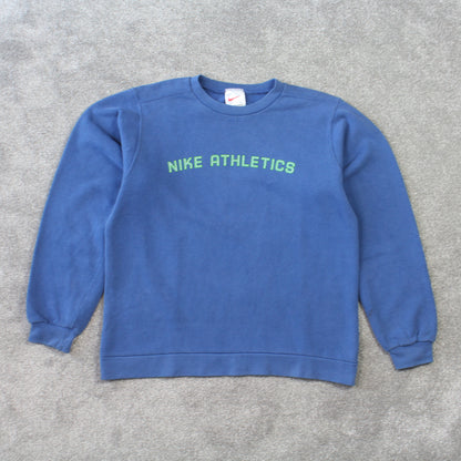 Vintage 1990s Nike Athletics Sweatshirt Blue - (S)