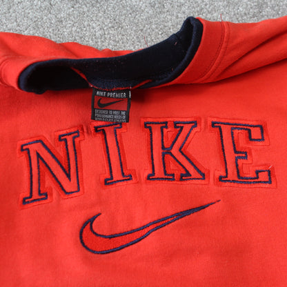 Vintage 1990s Bootleg Nike Spell Out Sweatshirt Red - (S)