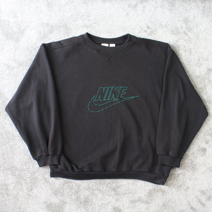 Vintage 1990s Rare Black Nike Sweatshirt - (Large)