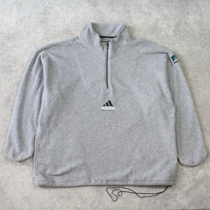 RARE Vintage 1990s Adidas EQT 1/4 Zip Fleece Grey (XXL)