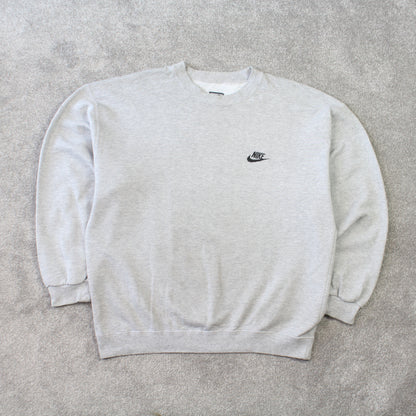 Vintage 1990s Nike Swoosh Sweatshirt Grey - (L)