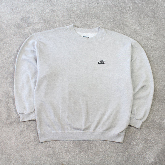 Vintage 1990s Nike Swoosh Sweatshirt Grey - (L)