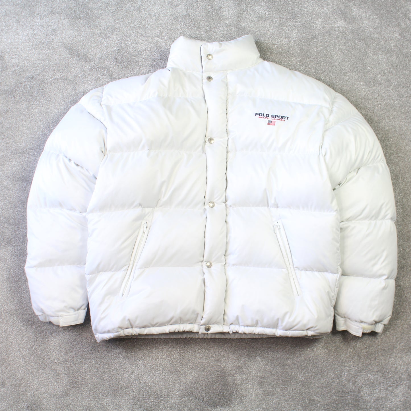 SUPER RARE Vintage 1990s Polo Sport Technical Puffer Jacket White - (M)
