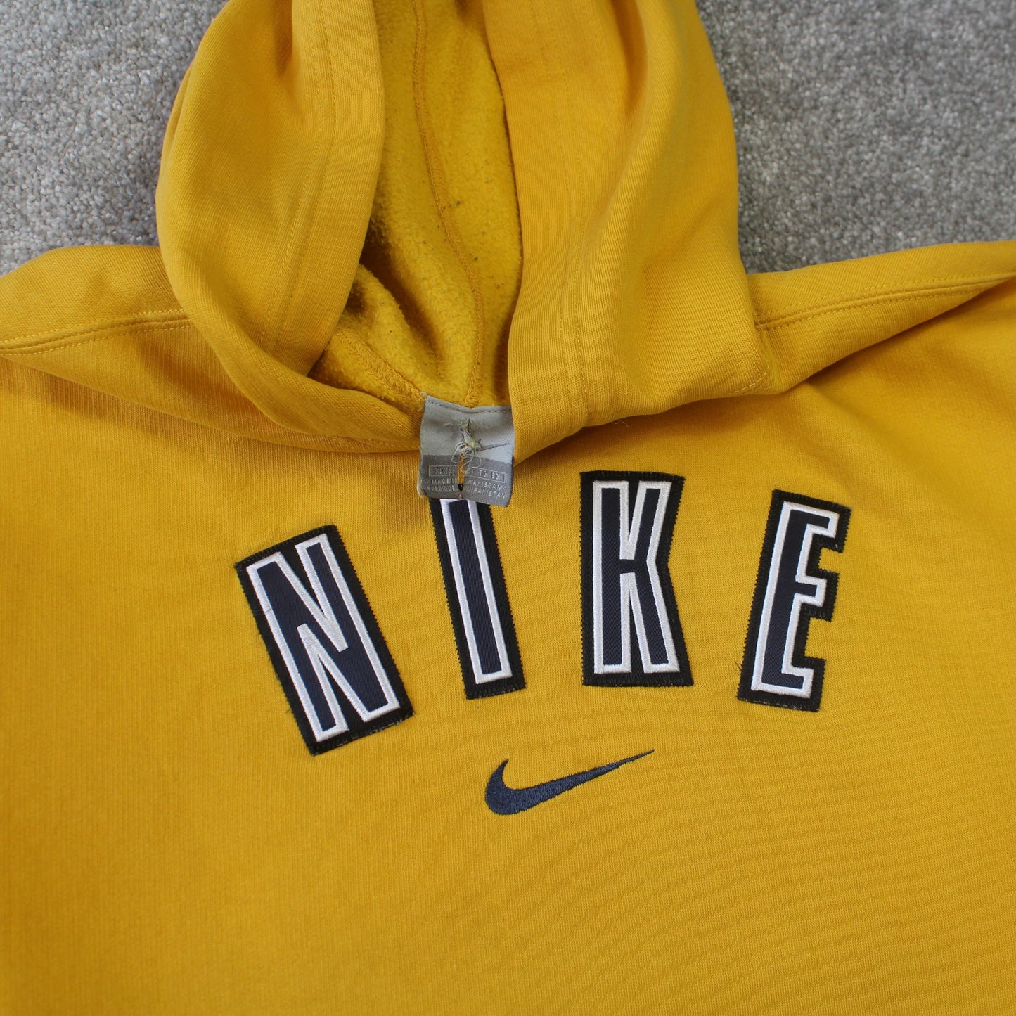 RARE Vintage 00s Nike Spell Out Hoodie Yellow - (S)