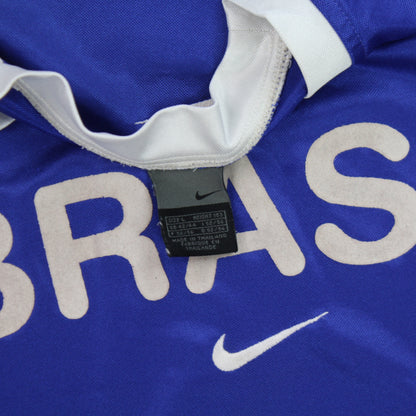 SUPER RARE Vintage 00s Nike Brazil Football Training Jersey Blue - (L)