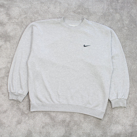 Vintage 1990s Nike Swoosh Sweatshirt Grey - (XL)