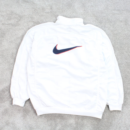 RARE Vintage 1990s Nike Track Jacket White - (XL)