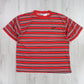 RARE Vintage 1990s Striped Nike Swoosh T-Shirt Red - (L)