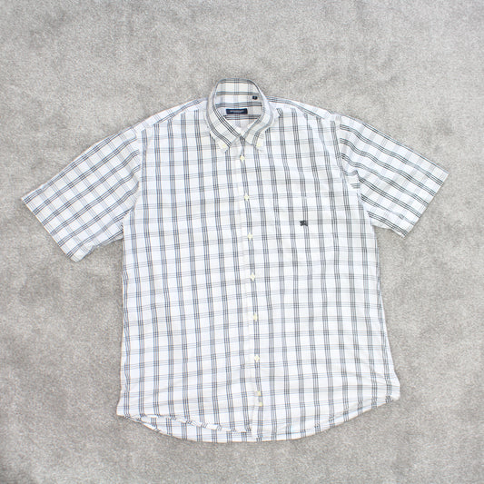 RARE Vintage White Burberry Nova Check Shirt - (M)
